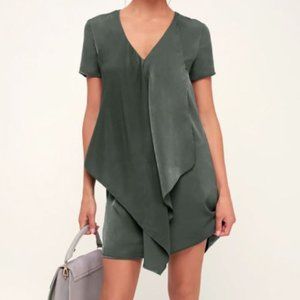 Lulu's Dear Friend Satin Green Drape Front Dress